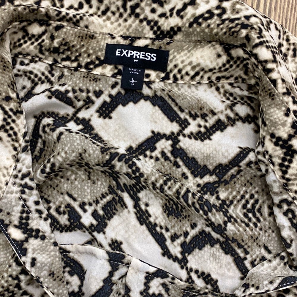 Express Snake Print Like New Polyester Dressy Blo… - image 2